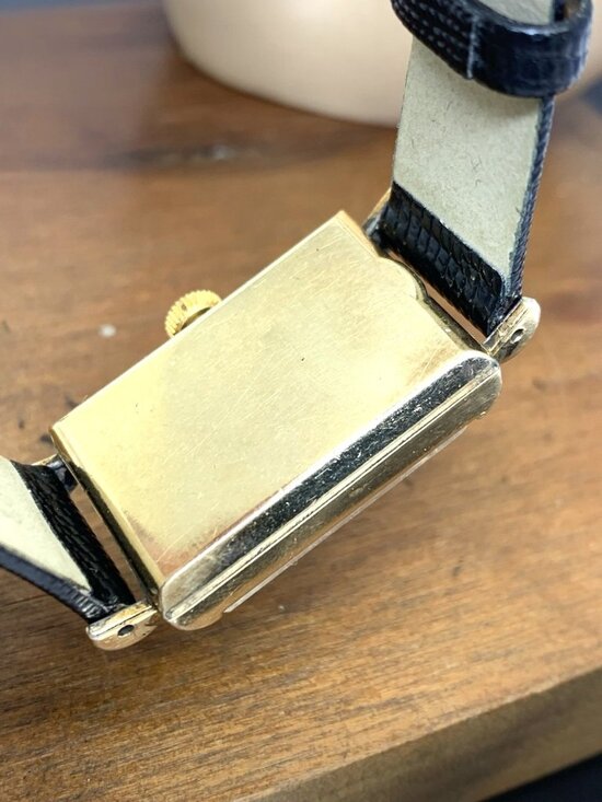 Longines Watch 1930s Vintage Swiss Mechanical Rose Dial Black Leather Strap Tank main image 10